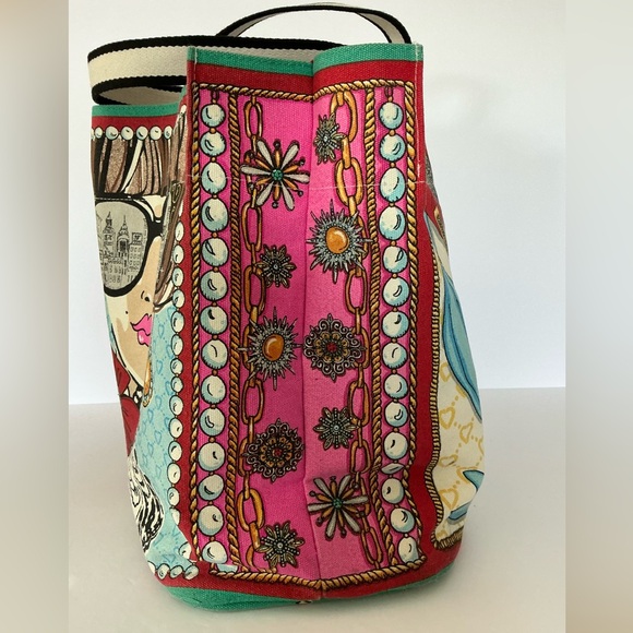 Brighton Blue and Pink Artistic Tote Bag - Picture 4 of 16